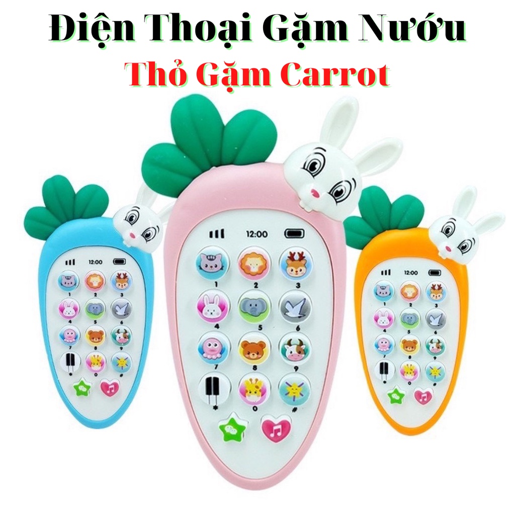 Đồ Chơi Điện Thoại Phát Nhạc Gặm Nướu Hình Thỏ Gặm Carrot Cho Bé