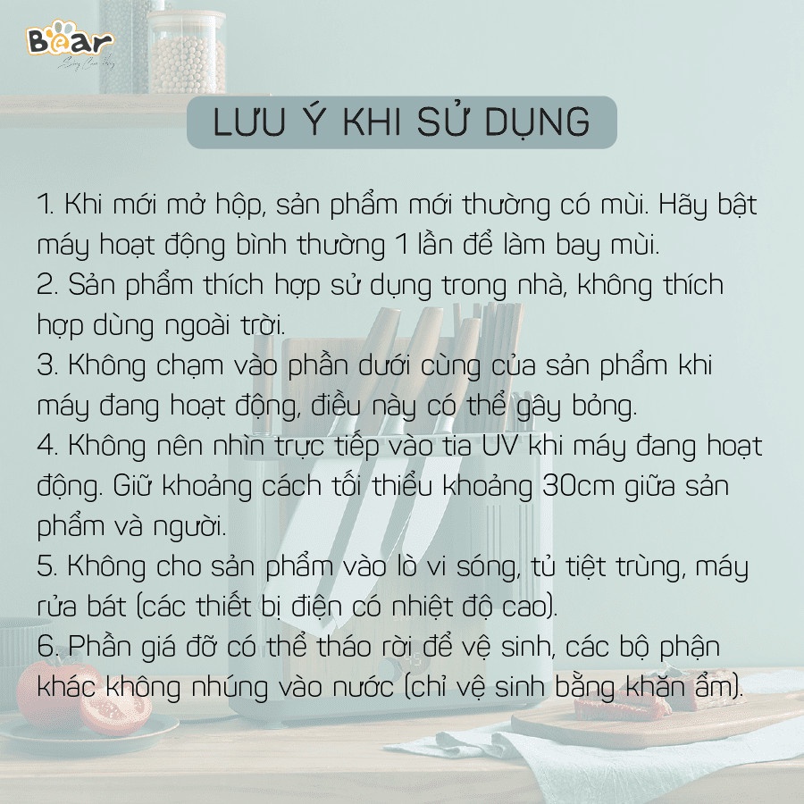 Máy Sấy Tiệt Trùng Dao Thớt Đũa BEAR - XDQ-B01Q1