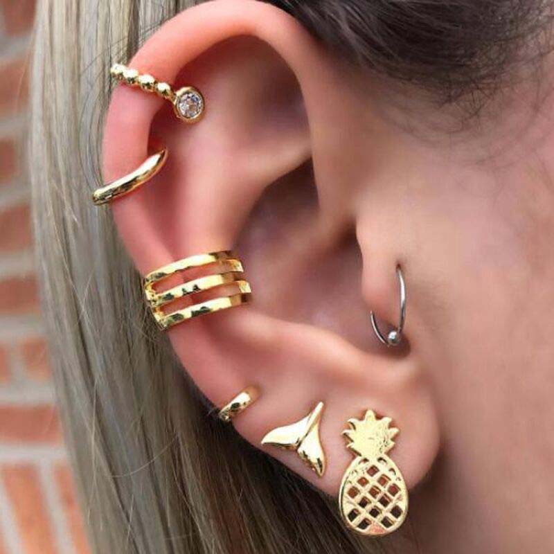 Set 7 khuyên sụn/thùy tai bằng hợp kim