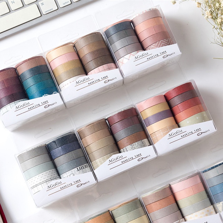 Set 10 Cuộn Băng Dính Washi Phong Cách Anh Quốc Cổ Điển Đa Ứng Dụng