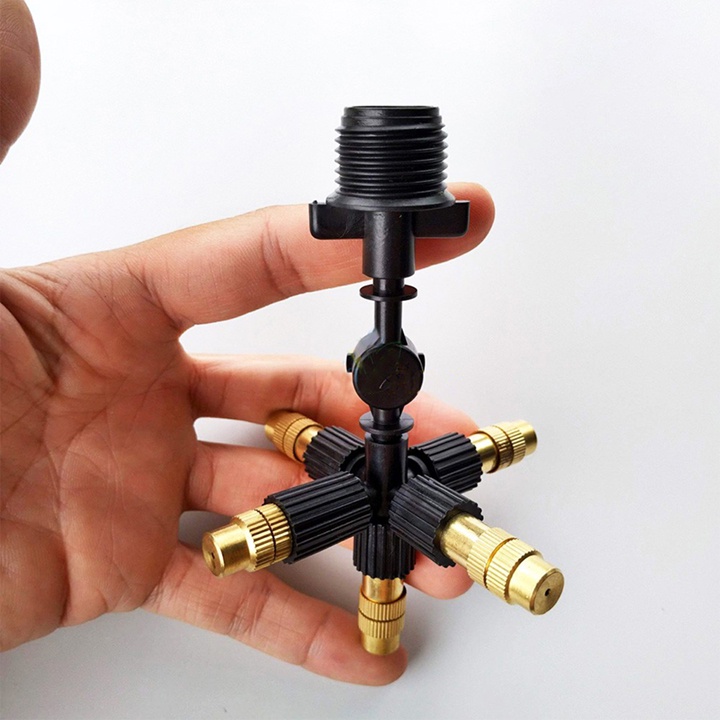 50 bộ béc phun sương 5 hướng đầu đồng + ren nối ống 21mm, béc tưới cây