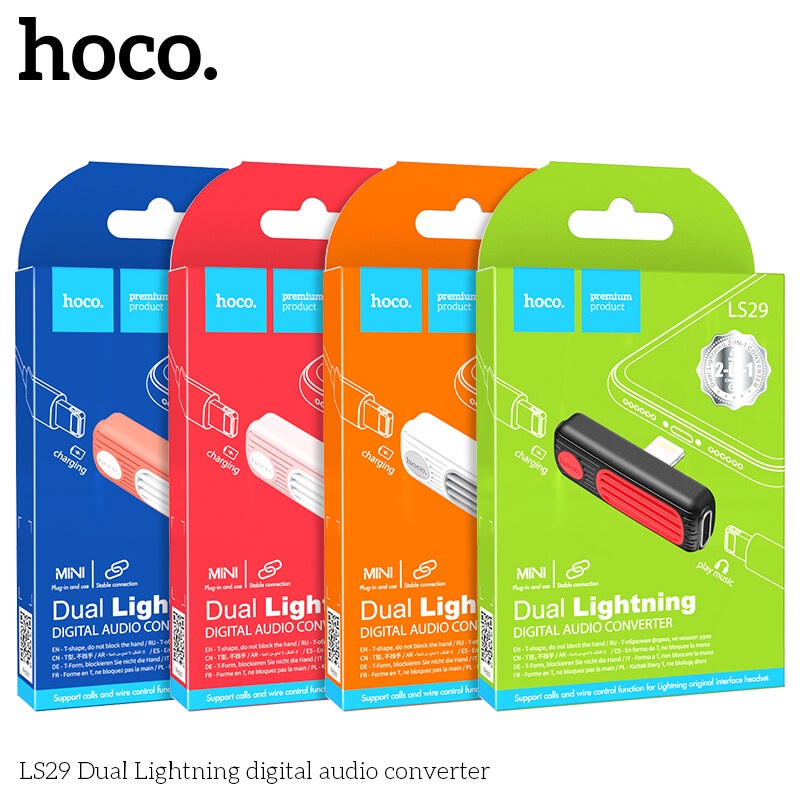 Đầu chuyển đổi cổng sạc  HOCO LS29 2 trong 1 cho  12 11 Pro Max XR 8 7 tiện dụng