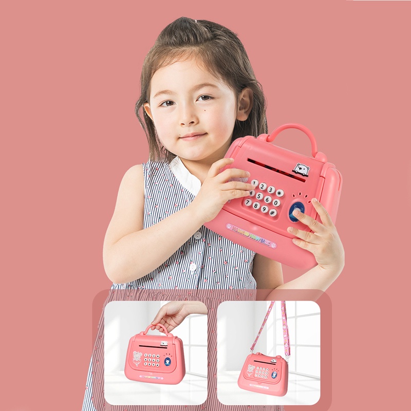Két sắt mini hình túi xách mô phỏng nhận diện gương mặt ( có dây đeo)