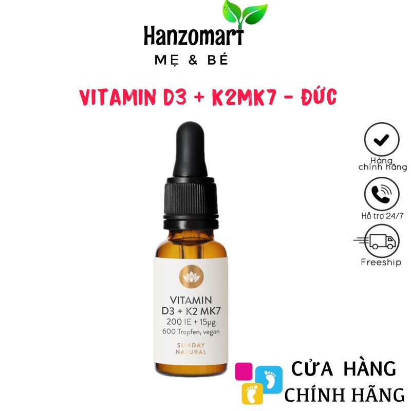 Vitamin D3 K2 MK7 Sunday Natural 20ml Đức [Date: 2024]