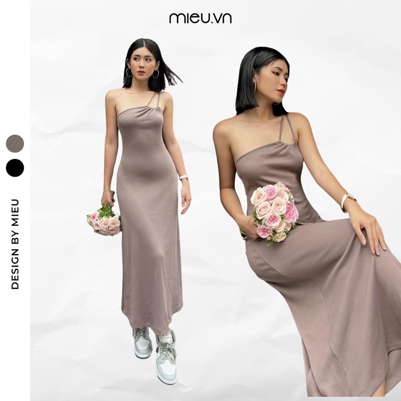 Đầm body nữ thun thiết kế dây đôi lệch vai tôn dáng chữ S siêu mượt mà MIEU - JJL20