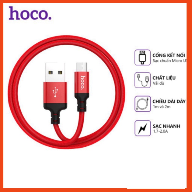Cáp Sạc Nhanh Chân Micro-USB Hoco Dài 1 Mét, 2 Mét Cho androi .PKCH8886