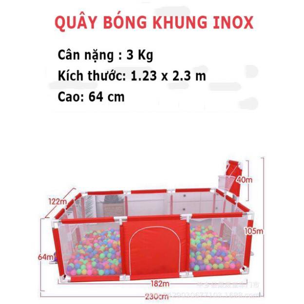 Nhà bóng chữ nhật cho bé, Lều chơi bóng cho bé khung INOX - TẶNG BÓNG HOLLA NGUYÊN SINH ĐỦ MÀU SẮC