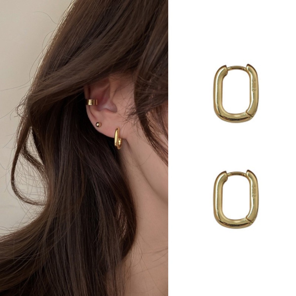 Hoop Earrings U Shape Simple For Women Retro Style New