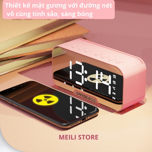 Loa bluetooth mini kiêm đồng hồ báo thức để bàn dạng gương G10- Đồng hồ điện tử thông minh- Thể hiện nhiệt độ ngoài trời