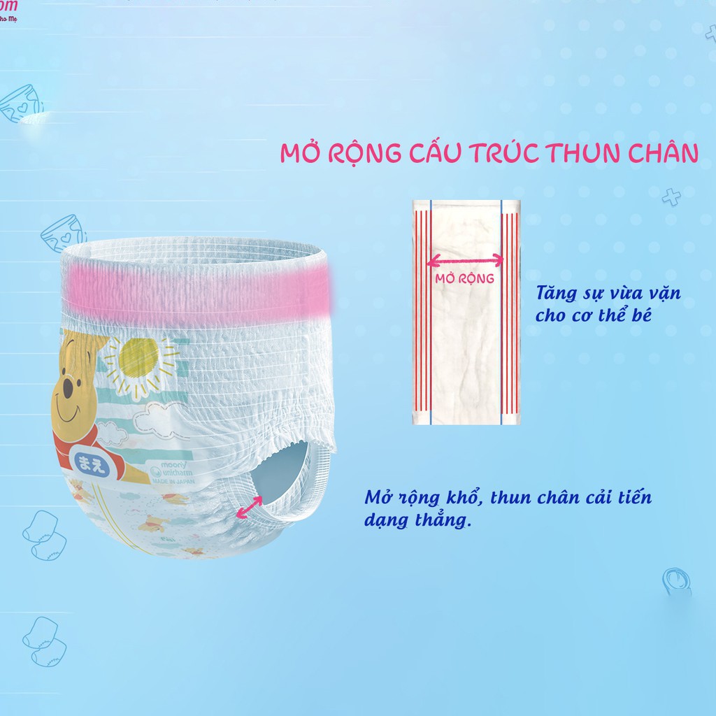 Bỉm quần/dán MOONY NATURAL trắng từ bông hữu cơ, nội địa nhật đủ size NB63/S58/M46/L36/XL32