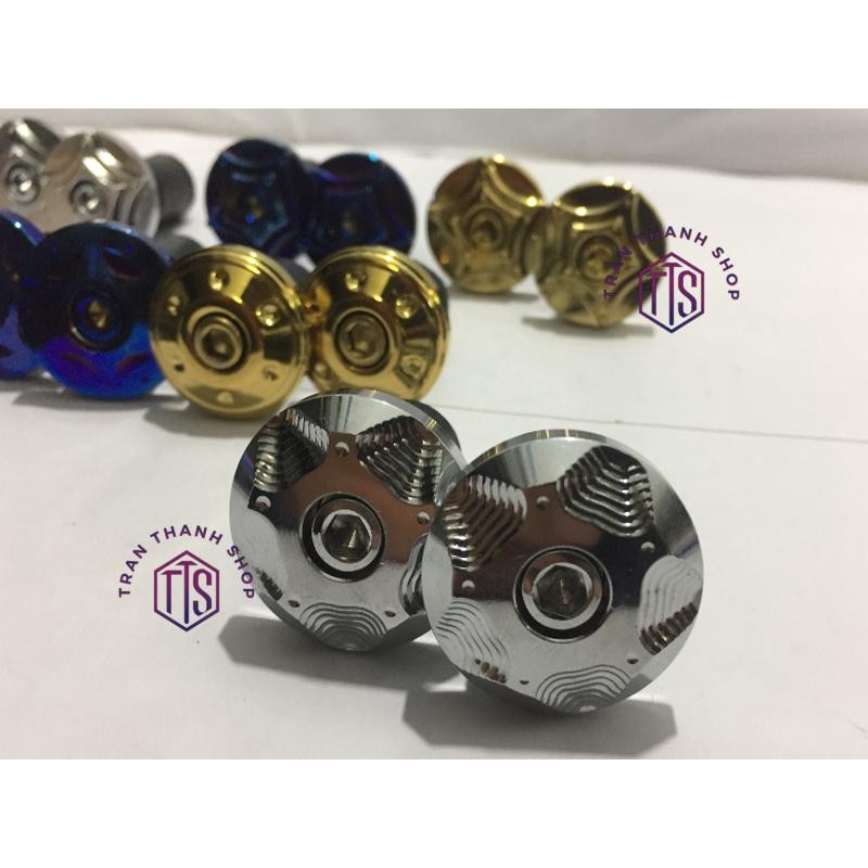 Gù tay lái xe máy INOX CNC - TTS7 ( Trắng ánh kim )