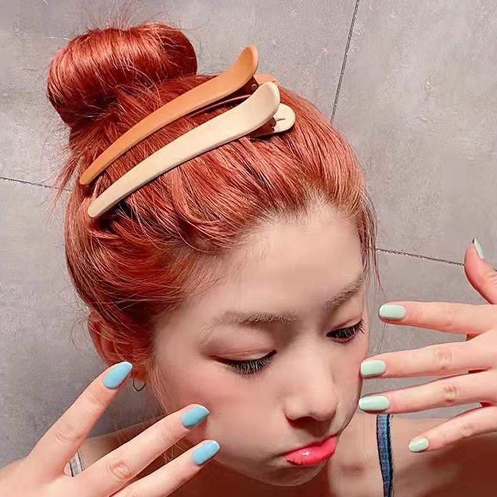 Kẹp Tóc Màu Trơn Chống Trượt Trọng Lượng Nhẹ Dùng Tạo Kiểu Tóc Tiện Dụng