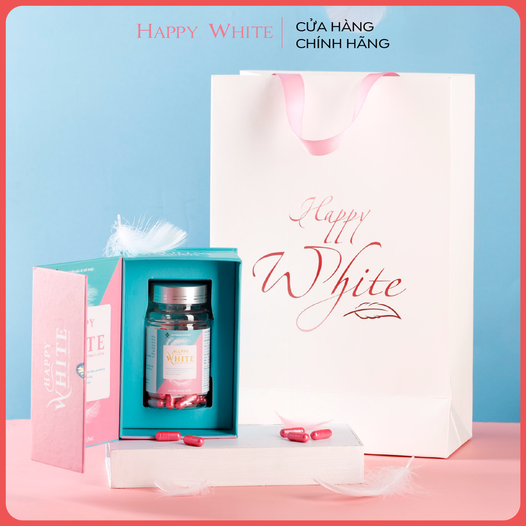 Viên Uống Trắng Da Happy White Combo 3 Hộp, Hỗ Trợ Làm Trắng Da, Giảm Nếp Nhăn, Chạy Xệ, Làm Mờ Thâm Nám