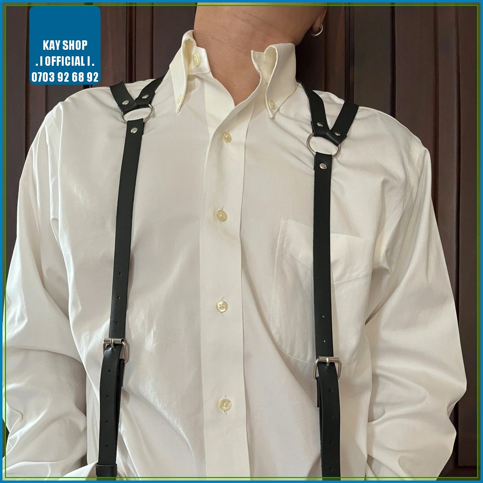 Đai ngực dây sexy da PU cho nam có khoen gài đóng gợi cảm quyến rũ mới lạ có móc cài quần