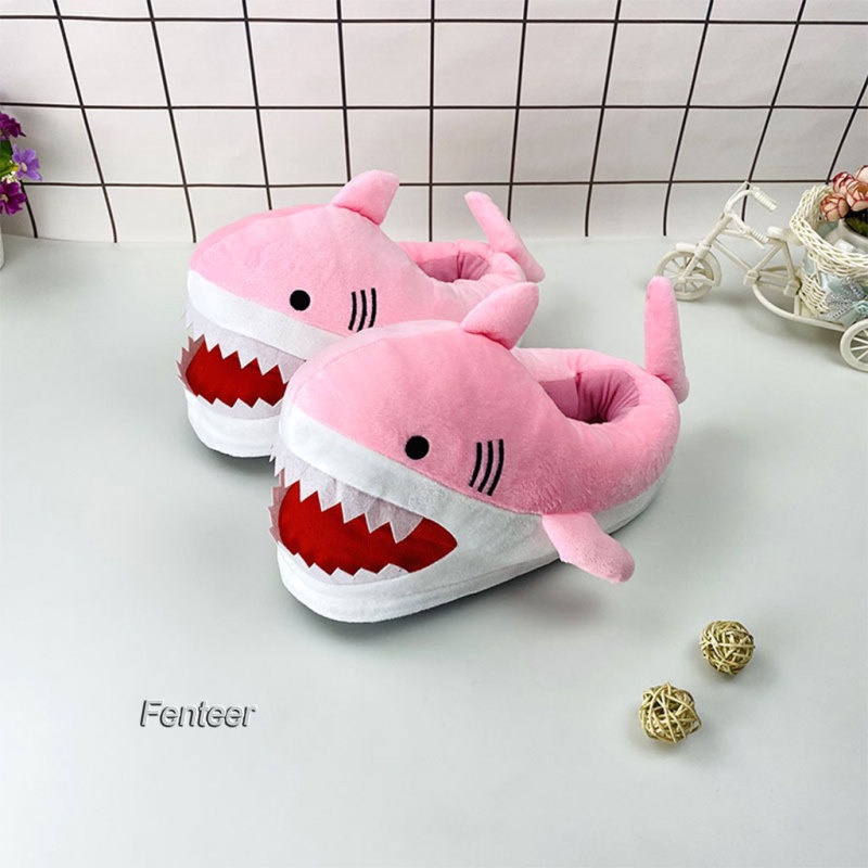 Dép Bông Đi Trong Nhà Hình Cá Mập Giữ Ấm Vui Nhộn Cho Cặp Đôi