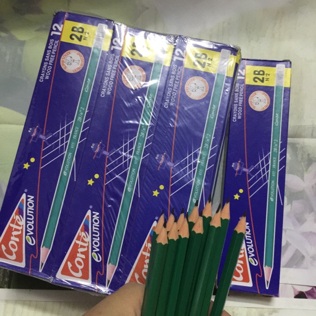 12 cây chì xanh 2B, viết chì xanh 2B
