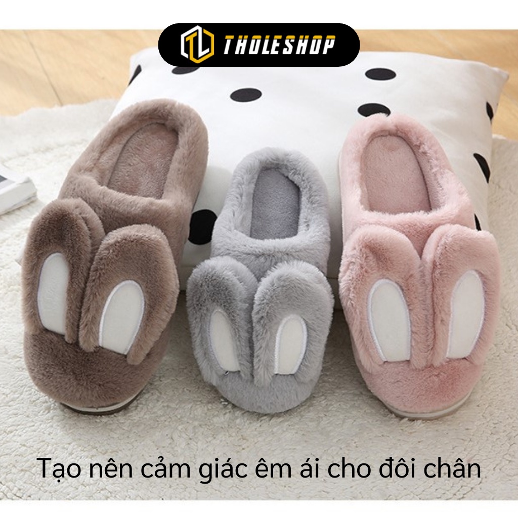 Dép Lông Đi Trong Nhà - Dép Bông Lót Nỉ Cao Cấp Hình Tai Thỏ Dễ Thương 8608