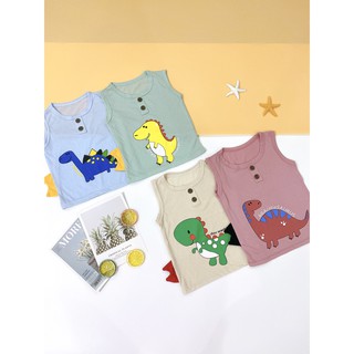 Áo ba lỗ khủng long 2 cúc cho siêu cute bé trai và gái 8-18kg. kiss plaza