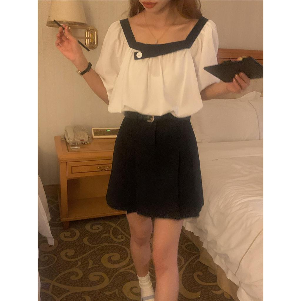 Áo Sơ Mi Ngắn Tay Chui Đầu Màu Sắc Tương Phản 63056