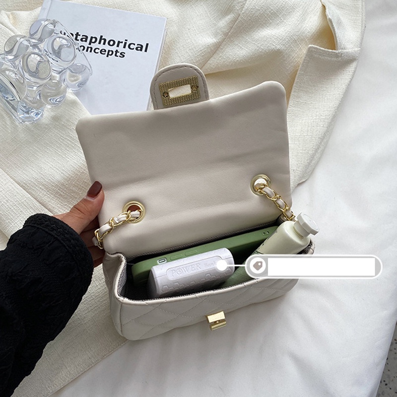 IELGY TúI đeo vai IELGY dáng hộp vuông cỡ nhỏ phối dây xích thời trang cho nữ