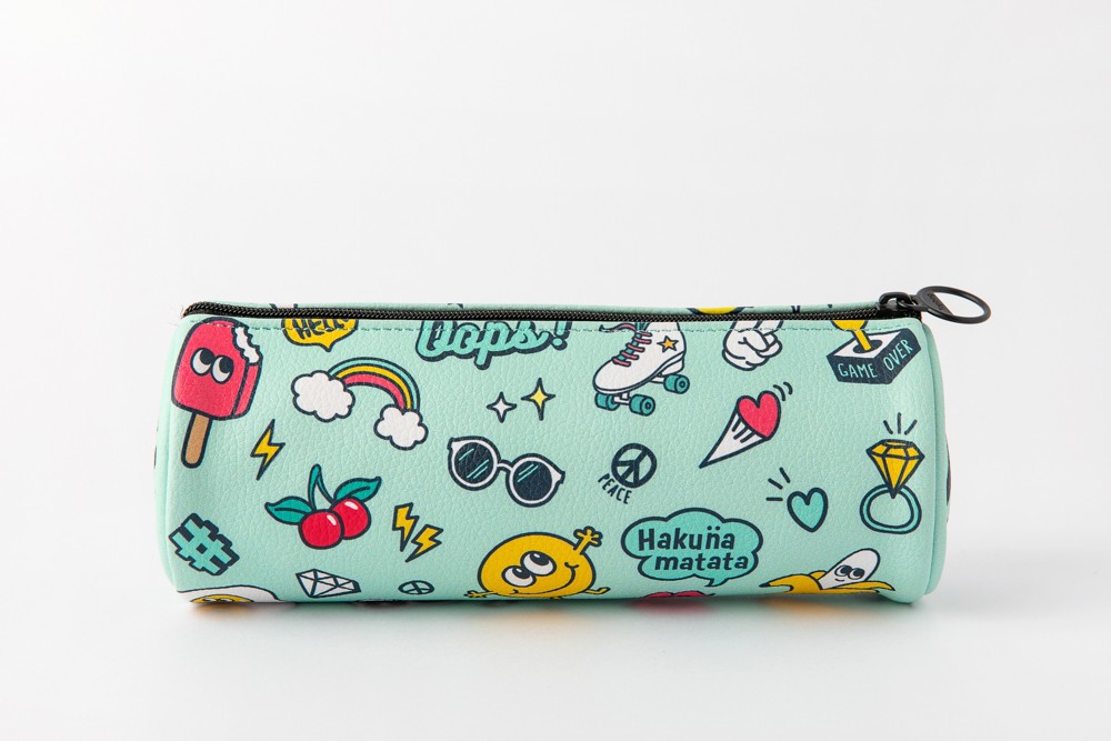 Hộp Đựng Bút ARTBOX Hàn Quốc Hình Ống Tròn Màu Xanh Bạc Hà In Hình Biểu Tượng Cảm Xúc