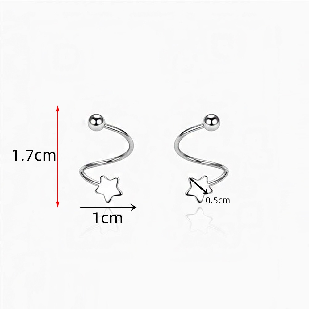 Khuyên Tai Hình Ngôi Sao / Trái Tim / Bóng Vít Mini Bằng Thép Không Gỉ Cá Tính