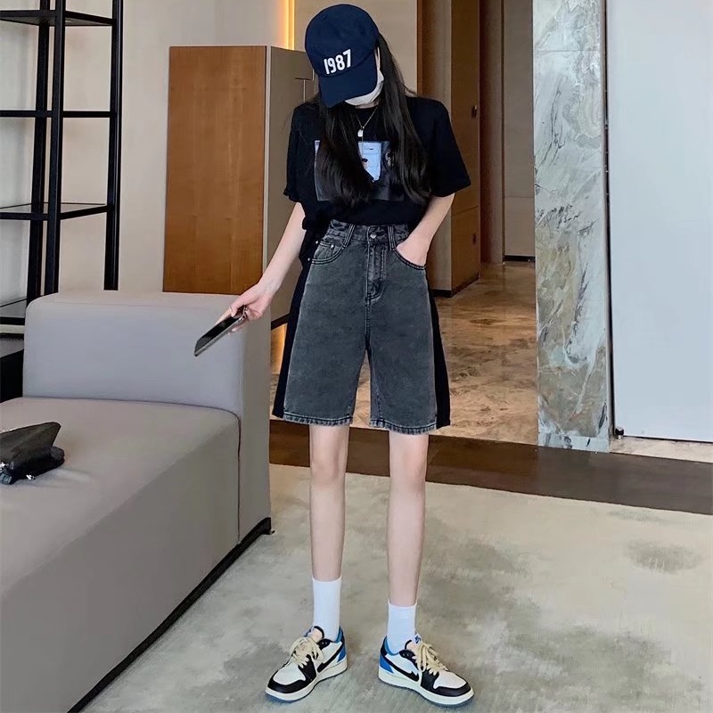 Quần Short Denim Lưng Cao Ống Rộng Phong Cách Hàn Quốc Thời Trang Mùa Hè Hàng Mới Dành Cho Bạn Nữ