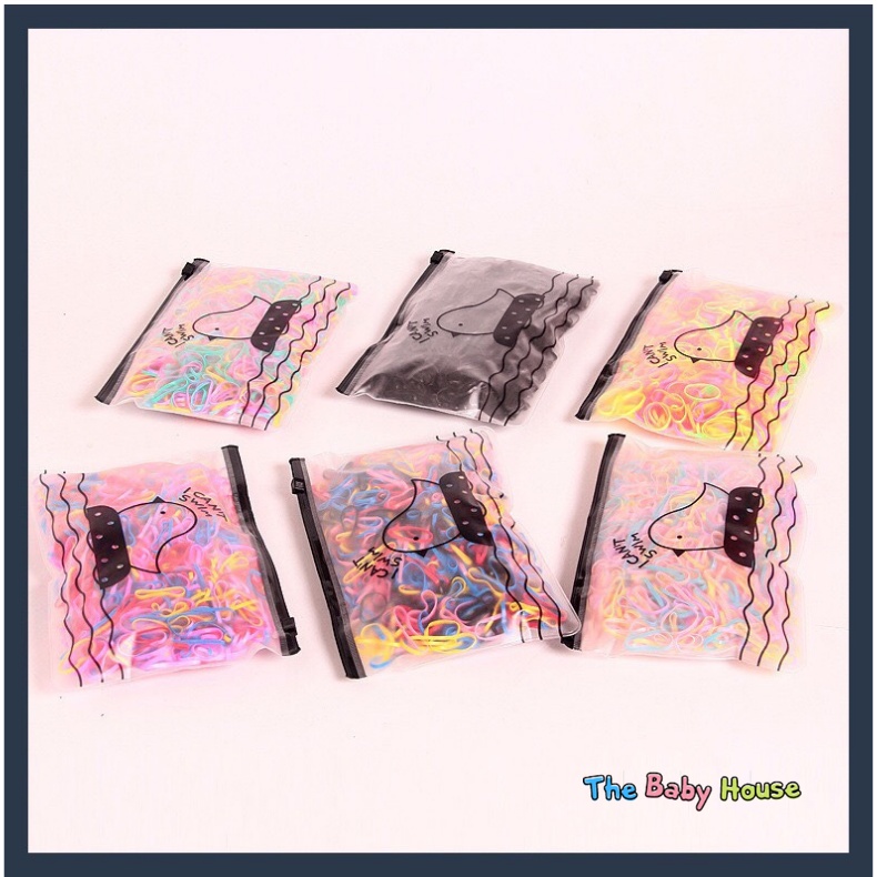 Thun Buộc Tóc  𝐅𝐑𝐄𝐄𝐒𝐇𝐈𝐏 Set Chun Buộc Tóc ComBo Túi Zip Thun Buộc Tóc Hàn Quốc Cho Bé