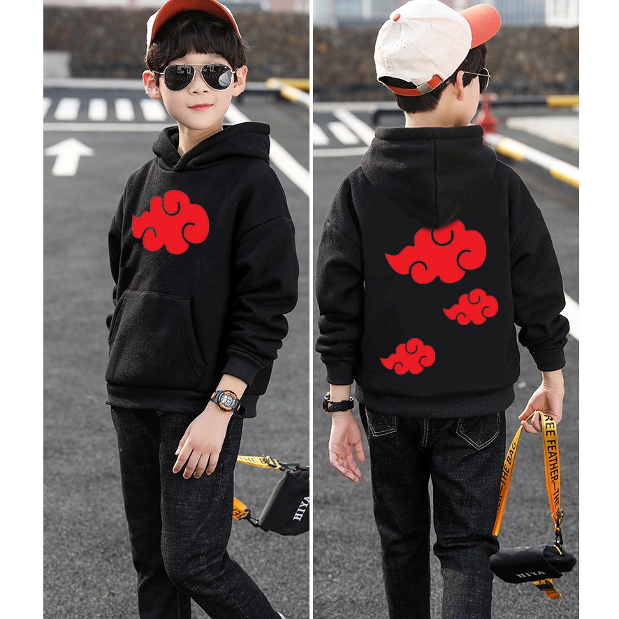 Áo hoodie trẻ em in hình Akatsuki Naruto form rộng phong cách ulzzang