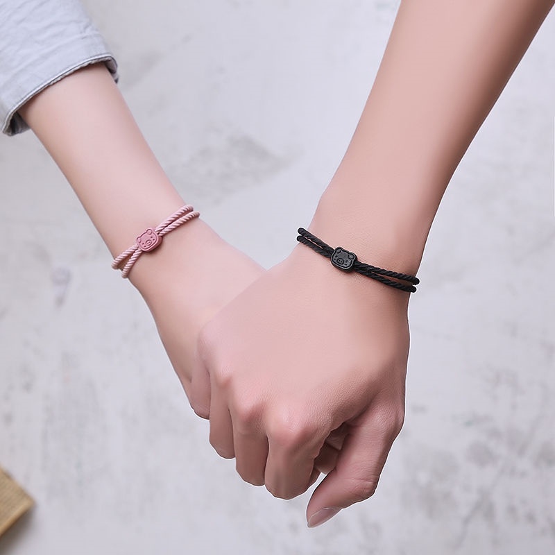 Dây buộc tóc kiêm vòng tay họa tiết chú heo phong cách Hàn Quốc đơn giản làm quà tặng cho cặp đôi