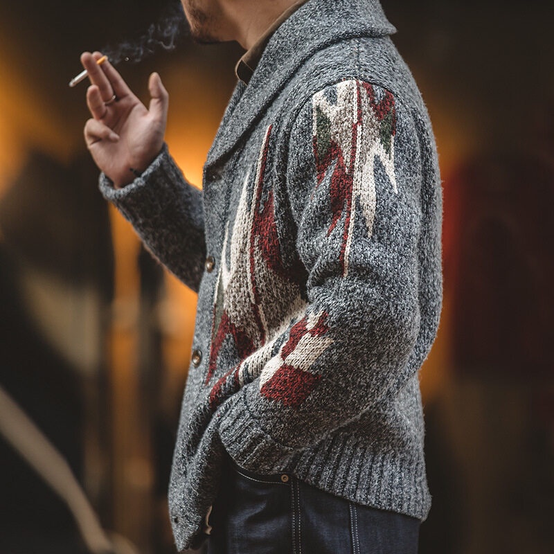 Áo Khoác cardigan Dày Dặn Phong Cách Ấn Độ Mỹ Cổ Điển Hàng Mới Dành Cho Nam