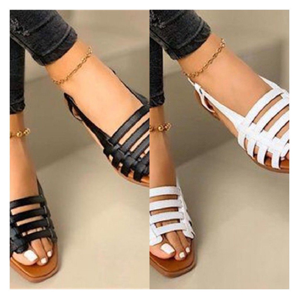 Sandal Nữ Đế Bệt Hở Ngón Quai Ngang Mắt Cá Chân Chống Trượt Màu Trơn Thời Trang Mùa Hè Hàng Mới Dành Cho Bạn Nữ 2022