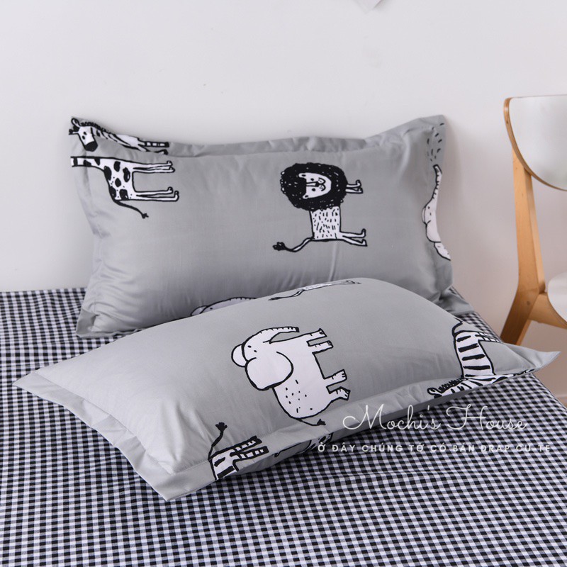 BỘ CHĂN GA GỐI COTON POLY MẪU CÁC CON THÚ RỪNG SIÊU CUTE