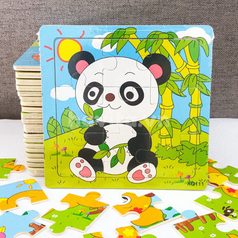 Đồ Chơi Xếp Hình Tranh Ghép 9 Miếng Bằng Gỗ, Đồ Chơi Thông Minh Ghép Hình Cho bé, Size to 15x15Cm