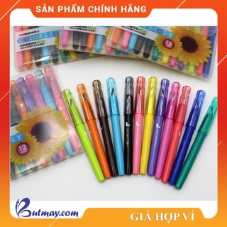 Bộ 12 bút máy chren 12 bút = 12 màu mực