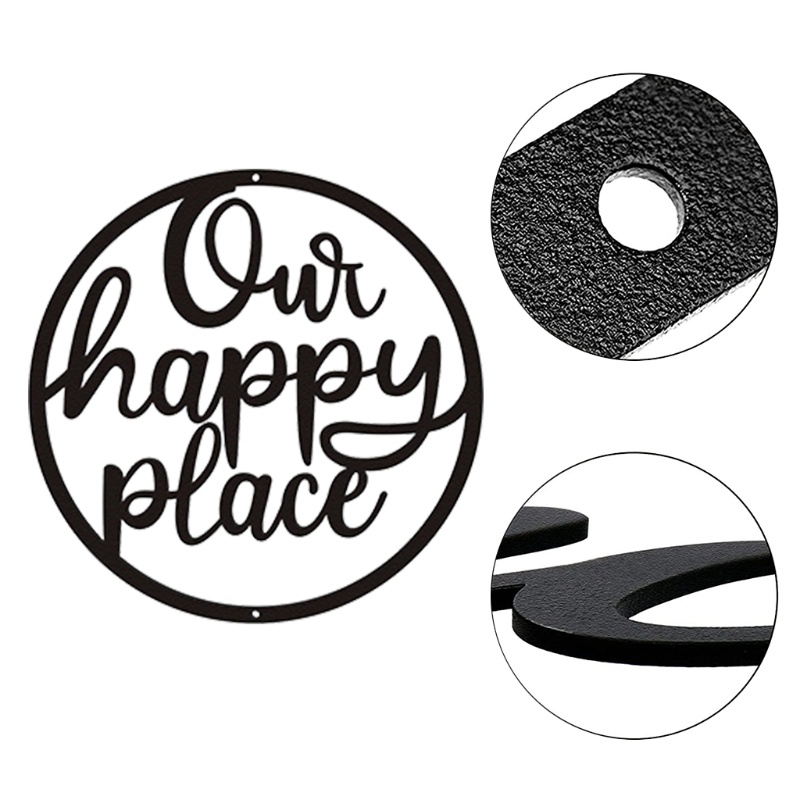 Bảng Hiệu Treo Tường Trang Trí Nghệ Thuật In Chữ AOTO Our Happy Place