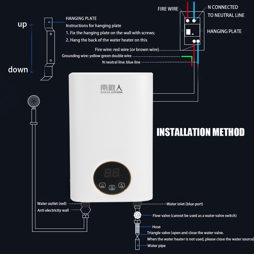 Máy Nước Nóng 6000w ipx4 220v Thông Minh Tiện Dụng Cho Gia Đình