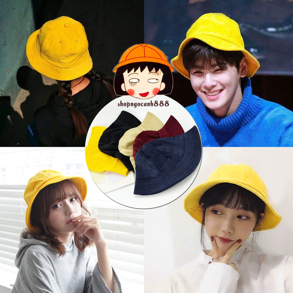 [Full 6 Màu Tự Chọn] Mũ Nón Maruko Rộng Vành Bucket Hat Ulzzang Kaki Nhung Siêu Cute ^^