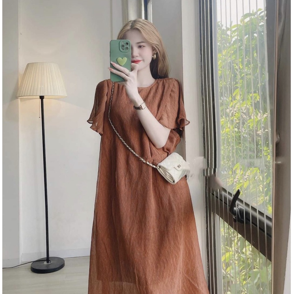 Váy Bầu Đầm Bầu Voan Thiết Kế Công Sở Dự Tiệc Sang Chảnh Sóng 2 Lớp Cổ Tròn Tay Ngắn Xinh Xắn Bigsize HN0275 Mama Store9
