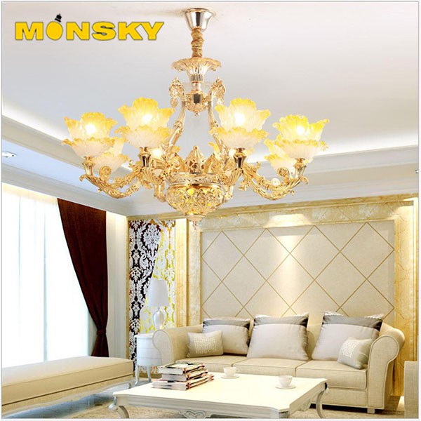 Đèn chùm MONSKY ALISTAR phong cách Châu Âu hiện đại cao cấp loại 8 tay - Tặng kèm bóng Led cao cấp