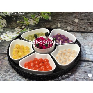 Khay lẩu kem hình hoa đào