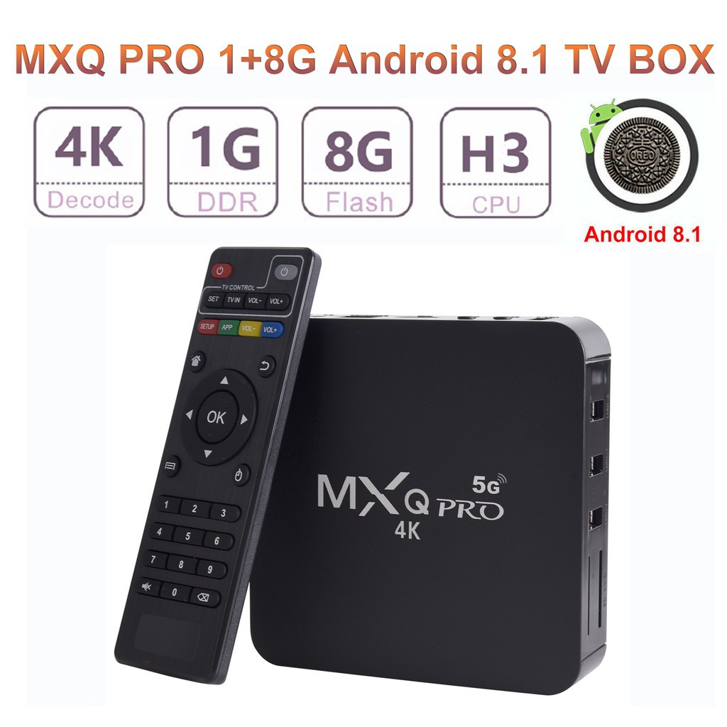 PRE INSTALL MXQ PRO 4K Smart TV Box 1G+8G H3 Android 8.1 3D HDMI 2.0 Support 5G Wifi