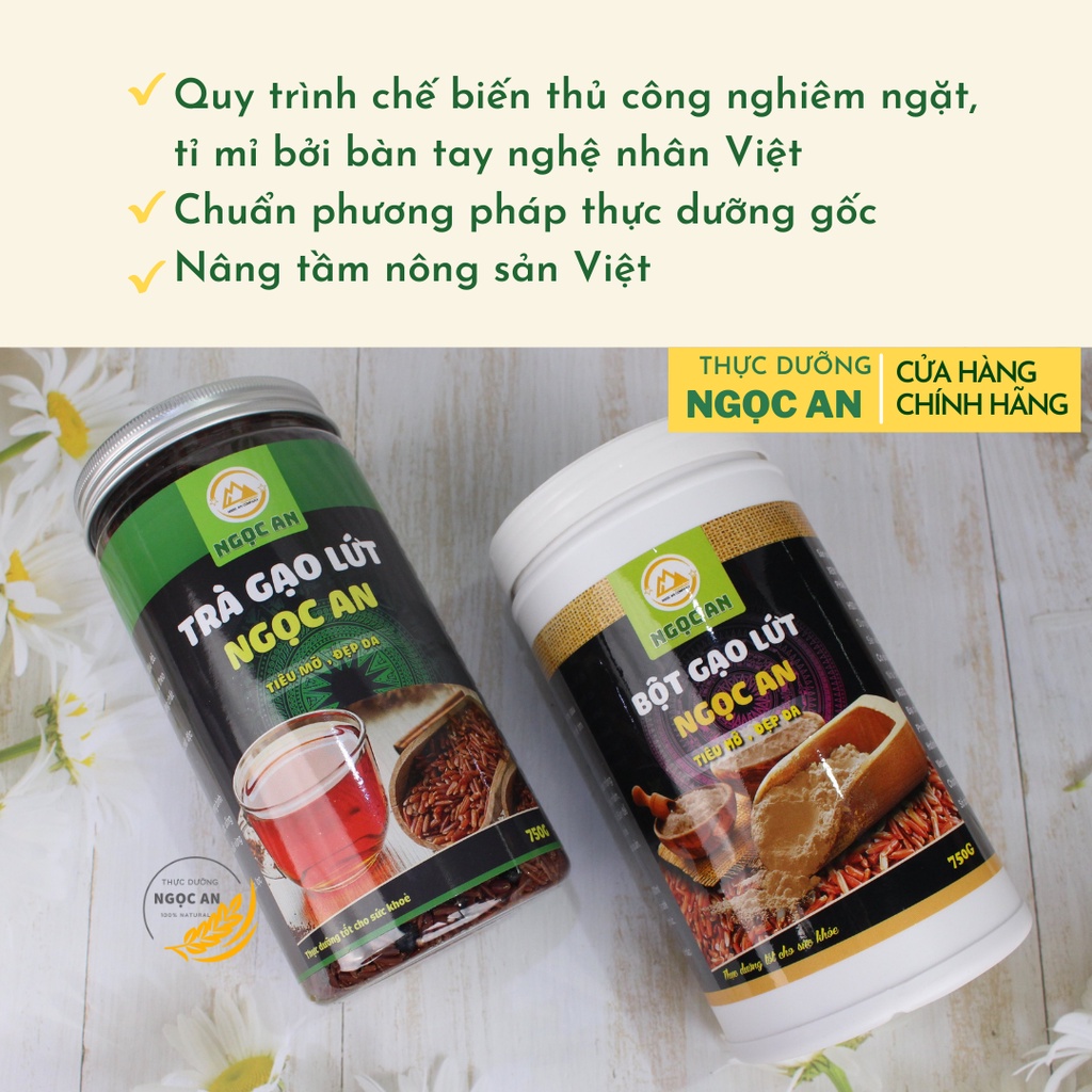 Combo Bột gạo lứt giảm cân và Trà gạo lứt Ngọc An giảm an toàn 2-4kg/tuần, không cần ăn kiêng, tập nặng, 750g/hộp