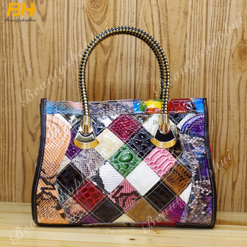 Túi Đeo Chéo Da Bò Họa Tiết Da Rắn Phong Cách Âu Mỹ Cho Nữ