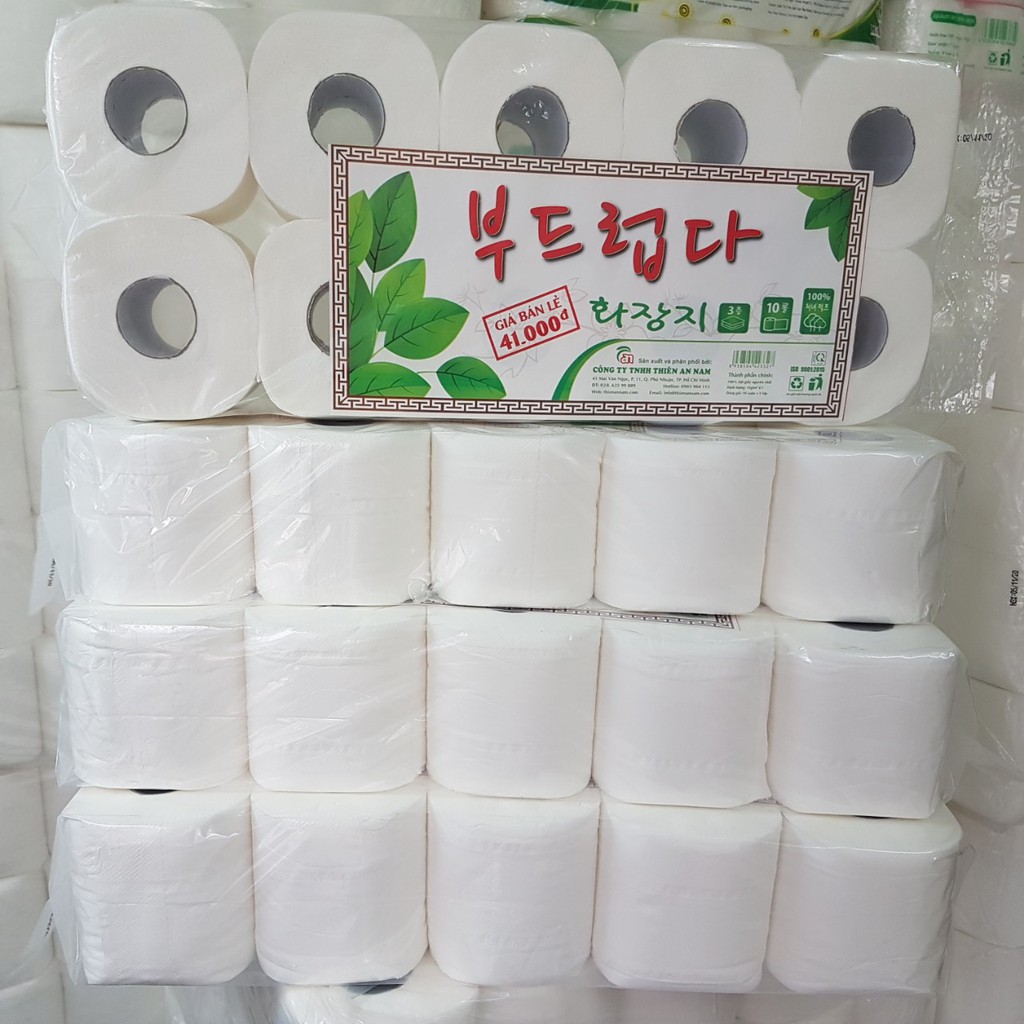 Combo (4 lốc) Giấy vệ sinh Hàn Quốc 3 lớp (10 cuộn/ lốc)