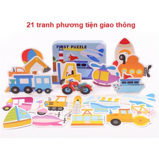 Hộp 21 tranh ghép hình 2 mảnh puzzle PHƯƠNG TIỆN GIAO THÔNG 1