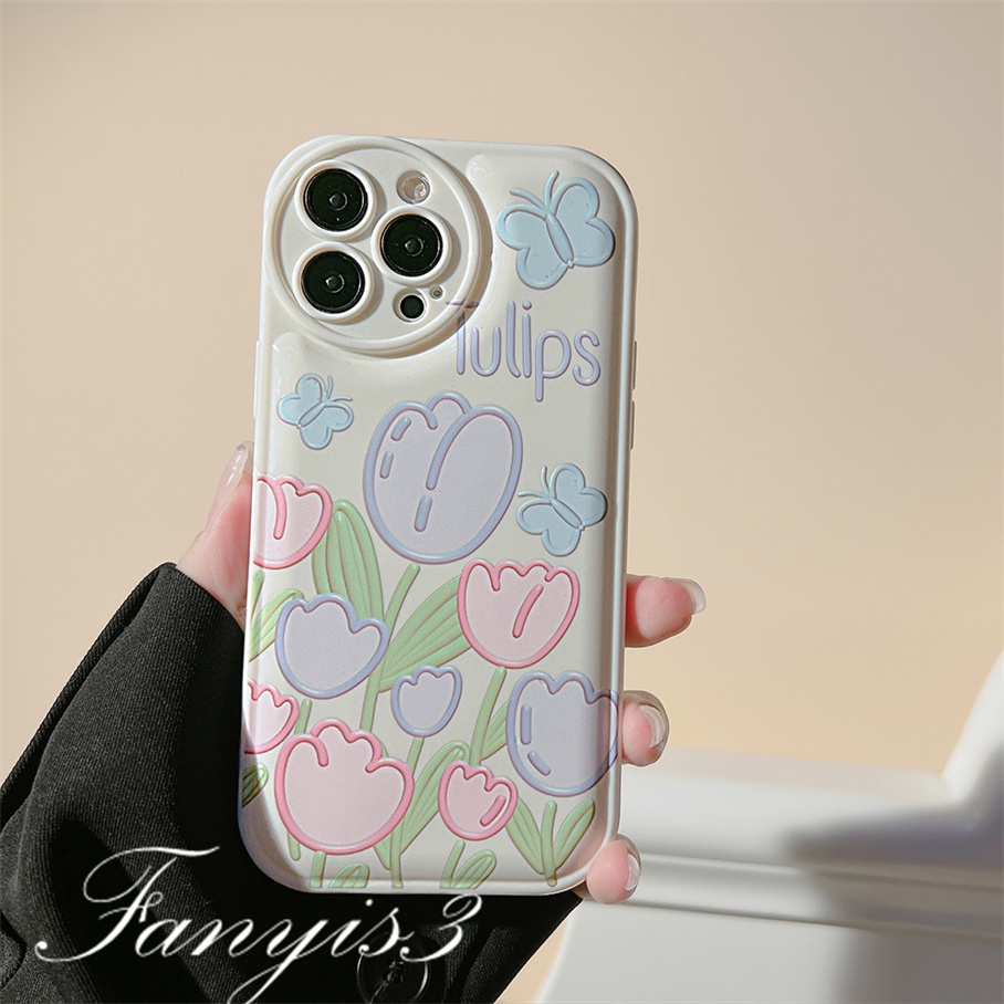 Ốp Điện Thoại Mềm In Hình Hoa Tulip Cho iPhone 14 13 12 11 Pro Max X XR Xs Max 8 7 6 6s Plus SE 2020