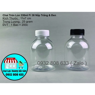Combo 100 chai tròn lùn 330ml nắp vặn fi 38 miệng rộng
