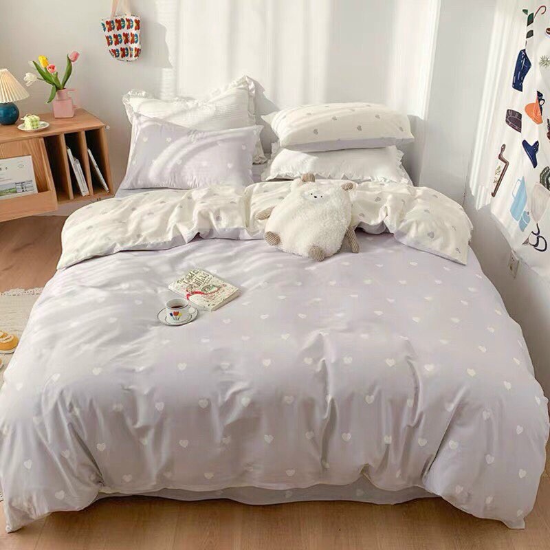 [NHẬP KHẨU HÀN] Bán giá lỗ xin đánh giá - BỘ CHĂN GA GỐI COTTON POLY TIM 2 MẶT CAO CẤP - FULLSIZE - CÓ MÃ FREESHIP