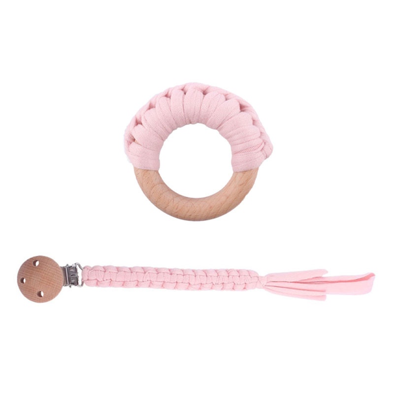 Bộ 2 Món Đồ Chơi Dây Xích Kẹp Núm Vú Giả Ngậm Mọc Răng Cho Bé Sơ Sinh